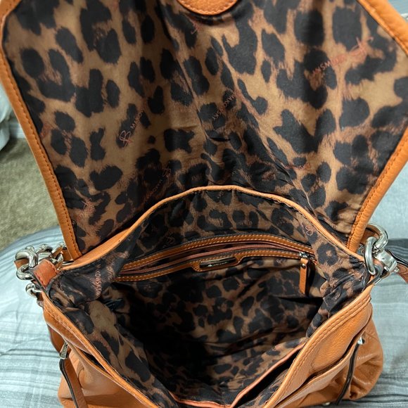 B Makowsky Boho Orange Leather Shoulder Bag  with Chain detail - Picture 4 of 4